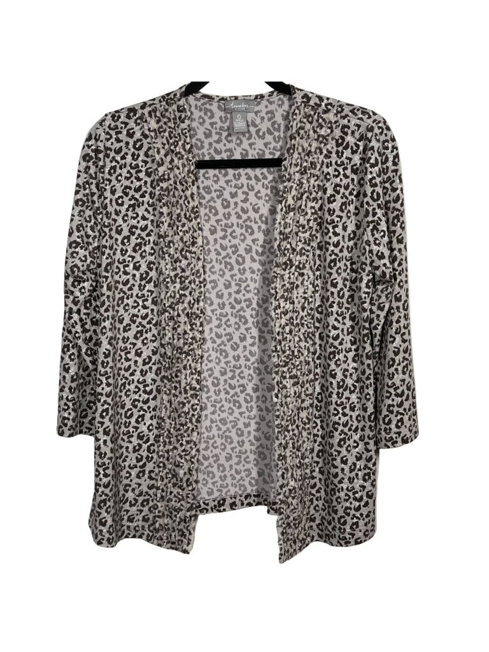 Chico's Travelers Women's Small Leopard Print Open Front Cardigan Jacket